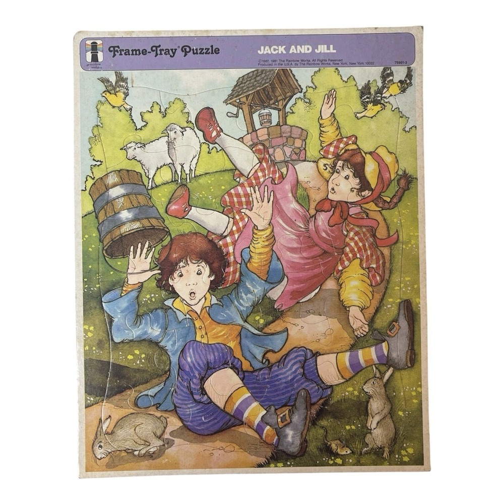 Set Of 2 Vintage 1980's Frame Tray Puzzle Mary Had A Little Lamb & Jack And Jill